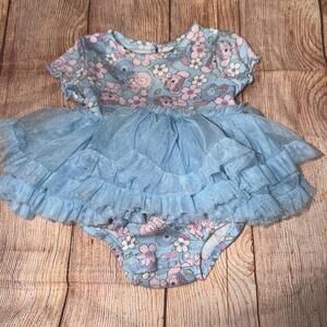 Disney Baby Stitch and Floral Print Dress with Tulle Skirt 3-6 Months